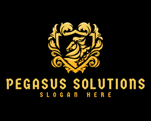 Gold Pegasus Sigil logo design