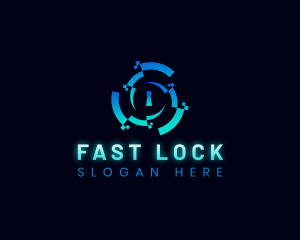 Tech Cybersecurity Lock logo design