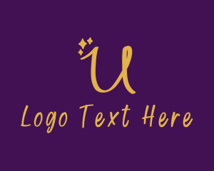 Gold Sparkle Letter U logo