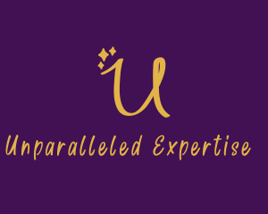 Gold Sparkle Letter U logo design