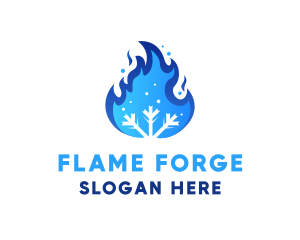 Blue Flame Snow logo design