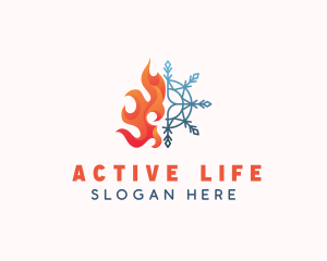 Flame Snowflake Heat Cooling Logo