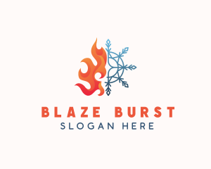 Flame Snowflake Heat Cooling logo design