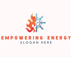 Flame Snowflake Heat Cooling logo design