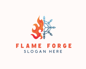 Flame Snowflake Heat Cooling logo design