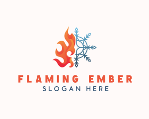 Flame Snowflake Heat Cooling logo design