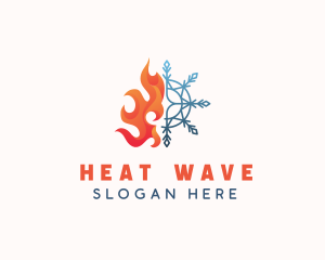 Flame Snowflake Heat Cooling logo design