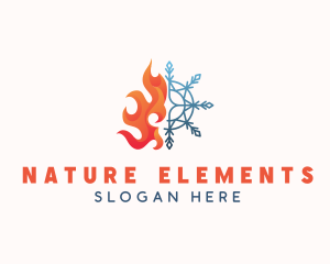 Flame Snowflake Heat Cooling logo design