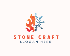 Flame Snowflake Heat Cooling logo design