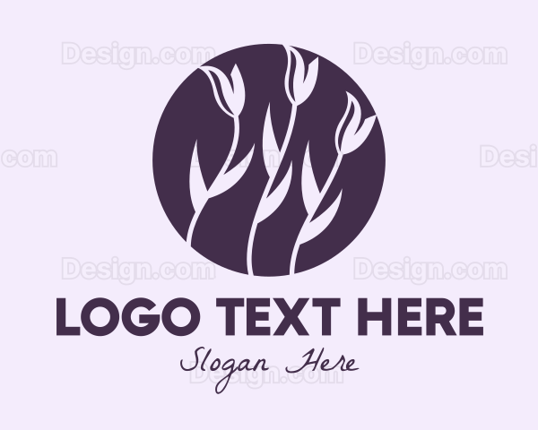 Violet Tulip Flower Logo