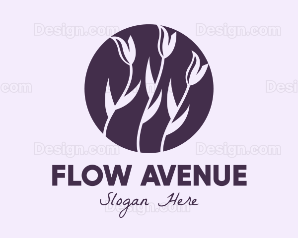 Violet Tulip Flower Logo
