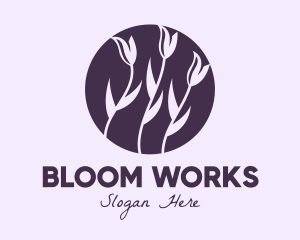 Violet Tulip Flower logo design