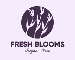 Violet Tulip Flower logo design