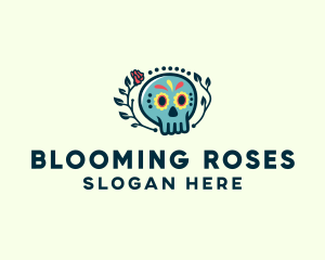 Festive Skull Rose logo design