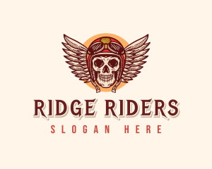 Skull Wings Helmet logo design