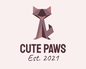 Cat Origami Paper logo design