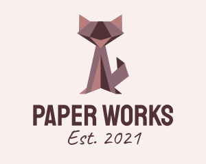 Cat Origami Paper logo design