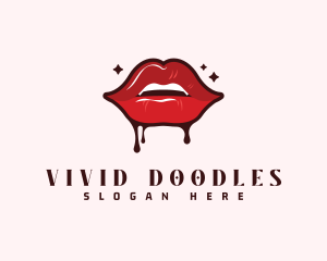 Cosmetics Red Lips logo design