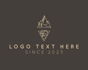 Lodge - SImple Mountain Cabin Travel logo design