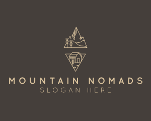 SImple Mountain Cabin Travel logo design