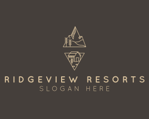 SImple Mountain Cabin Travel logo design