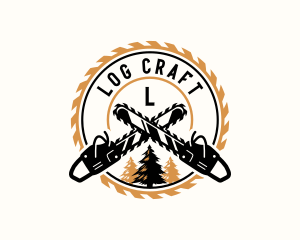 Industrial Chainsaw Logging logo design