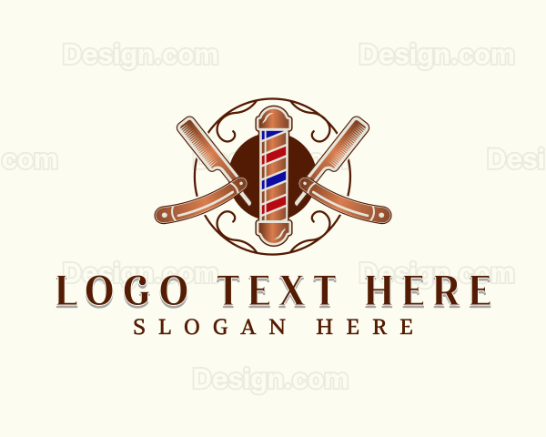 Barber Razor Blade Logo