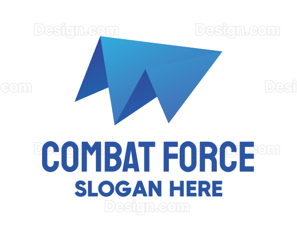 Blue Airplane Origami Logo