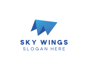 Blue Airplane Origami logo design