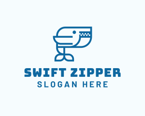 Zipper Mouth Whale logo design