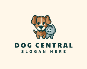 Cute Dog Cat Animal logo design