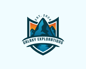 Travel Mountain Shield logo design