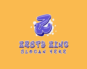 Purple Yellow Graffiti Letter Z logo design