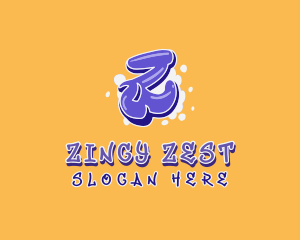 Purple Yellow Graffiti Letter Z logo design