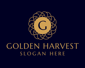 Golden Flower Mandala logo design