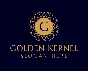 Golden Flower Mandala logo design