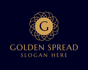 Golden Flower Mandala logo design