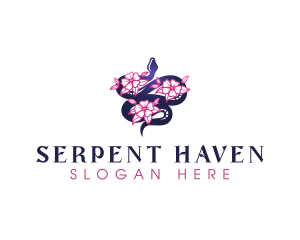 Serpent Floral Snake logo design