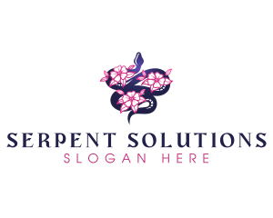 Serpent Floral Snake logo design