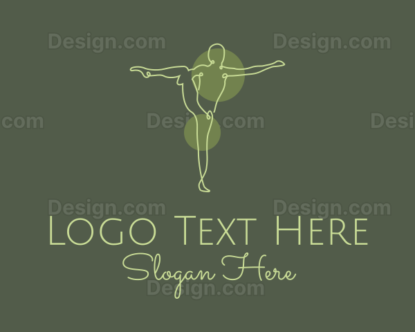 Green Yoga Stretch Monoline Logo