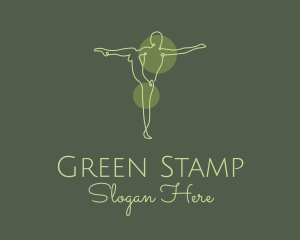 Green Yoga Stretch Monoline logo design