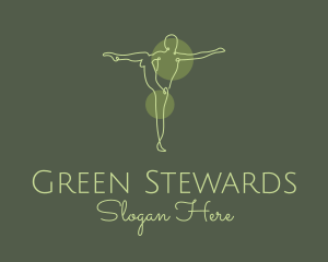 Green Yoga Stretch Monoline logo design