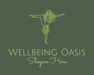 Green Yoga Stretch Monoline logo design