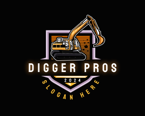 Construction Excavator Digger logo design