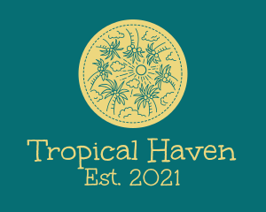 Tropical Summer Coconut Trees logo design