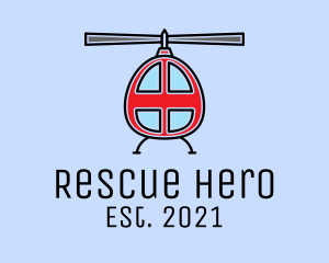 Rescue Red Helicopter  logo design