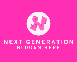 Pink Fashion Letter N logo design