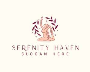 Woman Yoga Meditation Serenity logo design