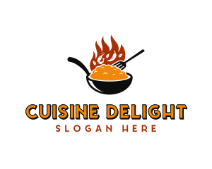 Wok Fire Cooking logo design