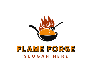 Wok Fire Cooking logo design